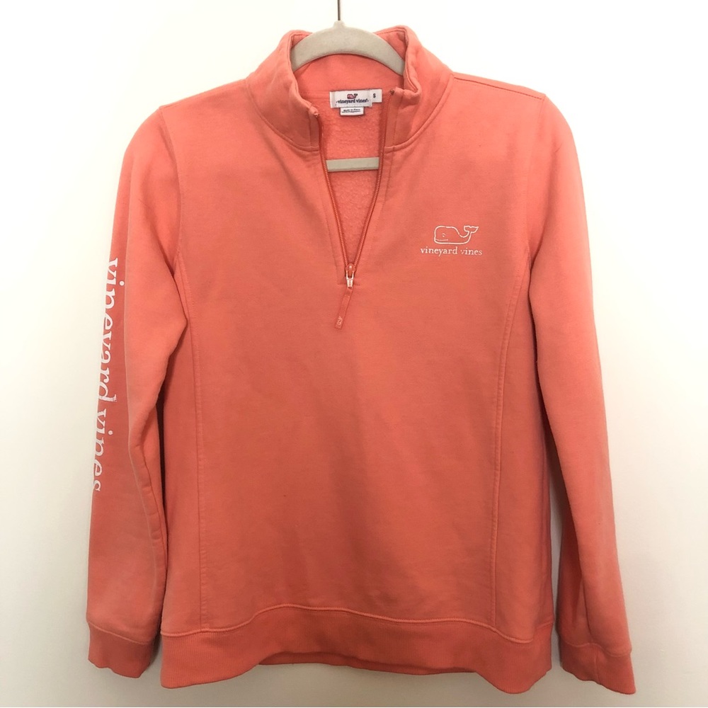 SOLD Vineyard Vines Quarter Zip Logo Pullover Peach Size Small